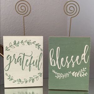 “Grateful” and “Blessed” photo holders